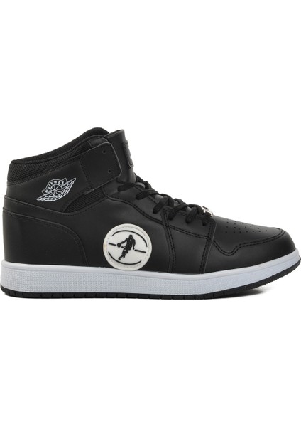 Siyah-Siyah-Beyaz Erkek Hi Sneaker