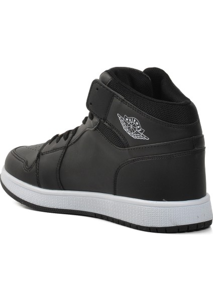 Siyah-Siyah-Beyaz Erkek Hi Sneaker