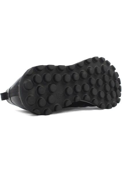 Erkek Siyah Bağcıklı Kalın Tabanlı Deri Sneaker
