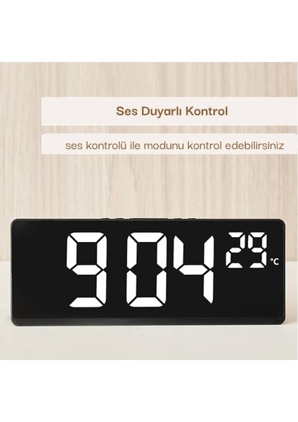 Dijital Dereceli Alarmlı Masa Saati Ses Kontrollü