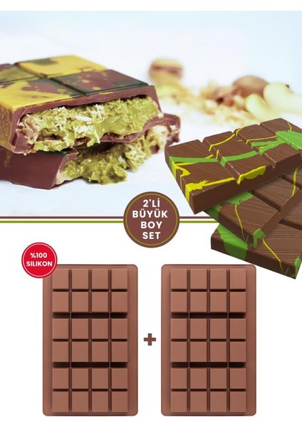 Dubai Çikolatası Kalıbı Silikon Çikolata Kalıbı Büyük Boy 2 Adet 27X17 cm