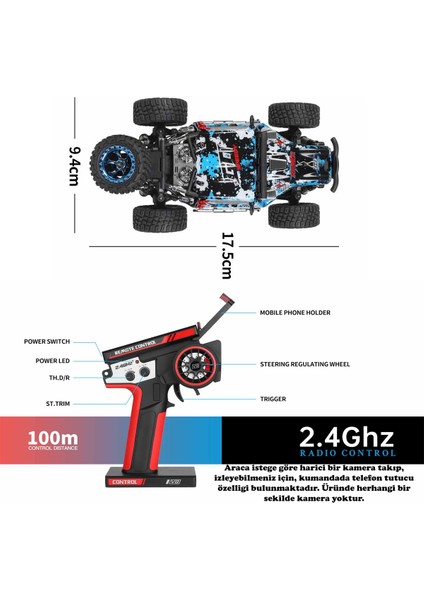 1:28 Şarjlı 30 Km/h Uzaktan Kumandalı Araba 4WD 2.4ghz Oyuncak Rc Araç