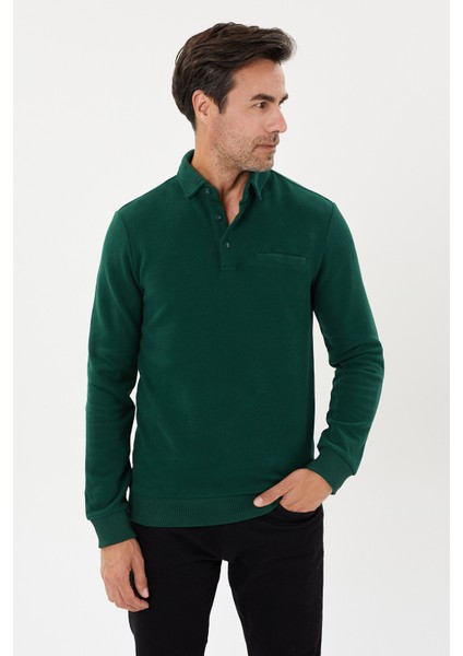 Tony Classics Cepli Kadife Selanik Polo Yaka Sweatshirt- KS-1492 fiyatları