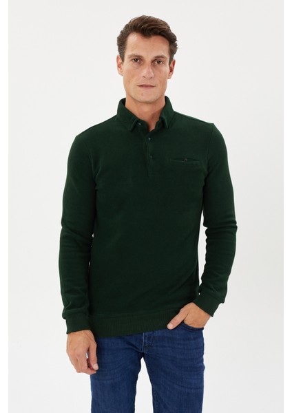 Tony Classics Cepli Kadife Selanik Polo Yaka Sweatshirt- KS-1492