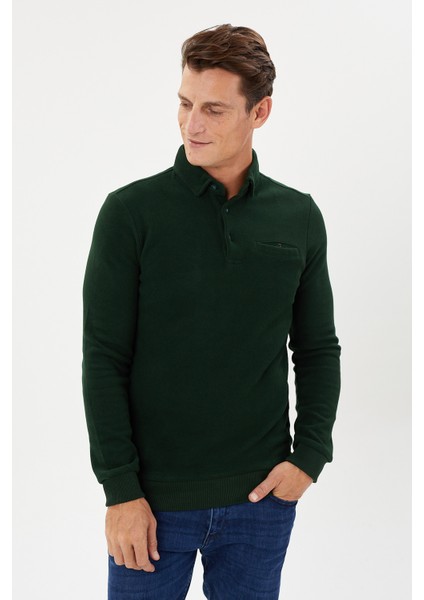 Tony Classics Cepli Kadife Selanik Polo Yaka Sweatshirt- KS-1492