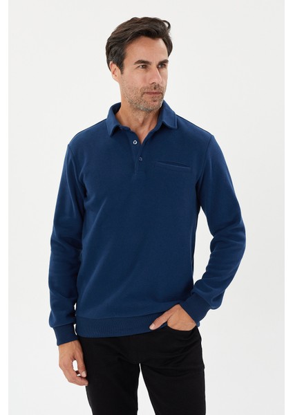 Tony Classics Cepli Kadife Selanik Polo Yaka Sweatshirt- KS-1492