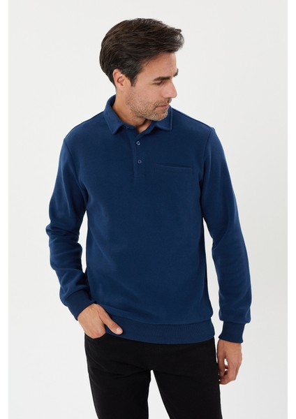 Tony Classics Cepli Kadife Selanik Polo Yaka Sweatshirt- KS-1492