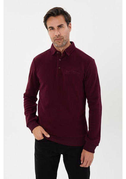 Tony Classics Cepli Kadife Selanik Polo Yaka Sweatshirt- KS-1492