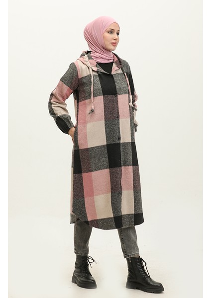 Kapüşonlu Desenli Kap 0184-05 Siyah Pudra fiyatları