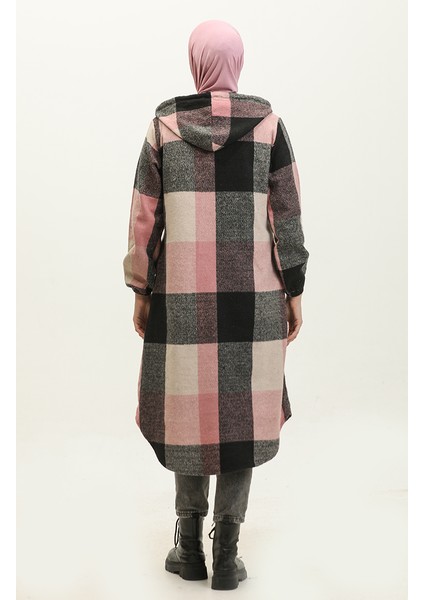 Kapüşonlu Desenli Kap 0184-05 Siyah Pudra indirimleri