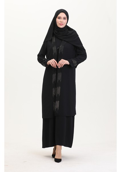 Büyük Beden Elbise Yelek Ikili Takım 6140-03 Siyah fiyatları