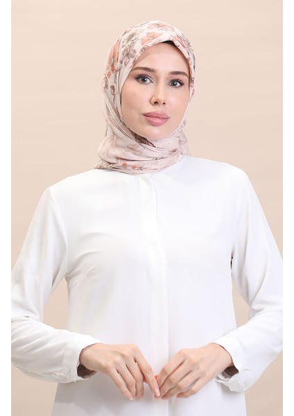 Desenli Eşarp Cvs-03 Pudra Şeftali Renk