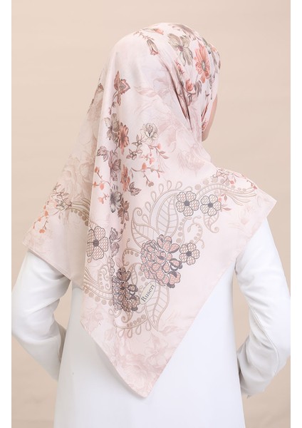 Desenli Eşarp Cvs-03 Pudra Şeftali Renk modelleri