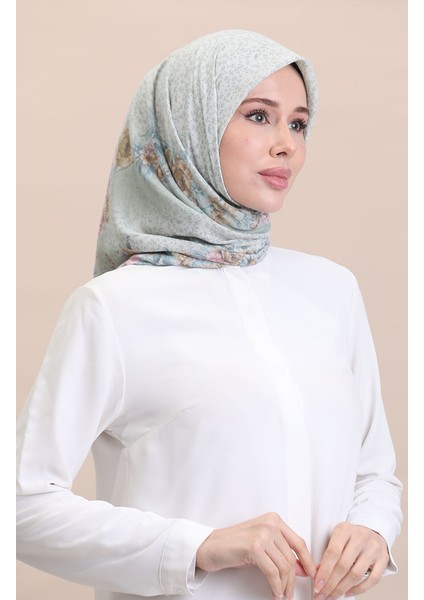 Desenli Eşarp Flover-02 Su Yeşili