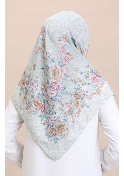 Desenli Eşarp Flover-02 Su Yeşili modelleri