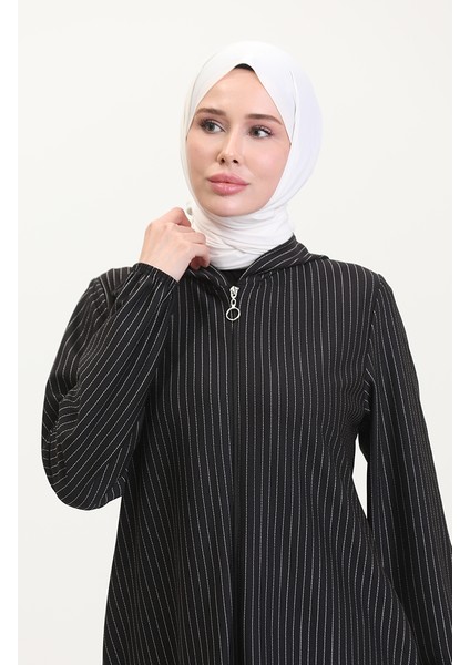 Çizgili Fermuarlı Kap 7275-01 Siyah modelleri