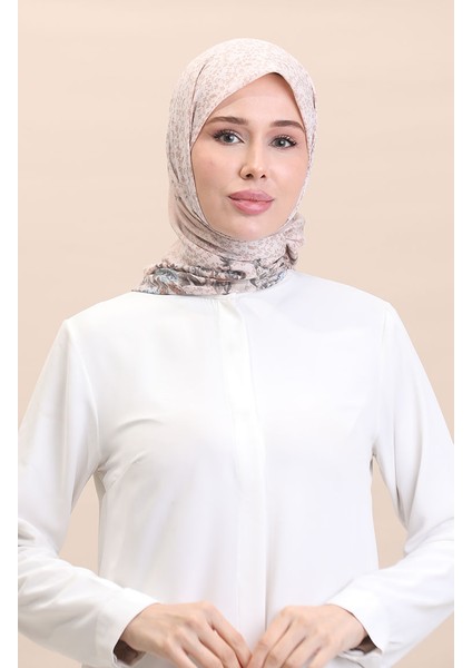 Desenli Eşarp Flover-12 Bej