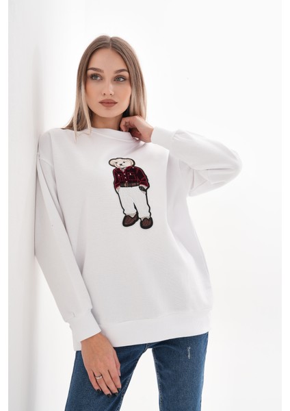 Ayıcık Nakış Iki Iplik Sweatshirt