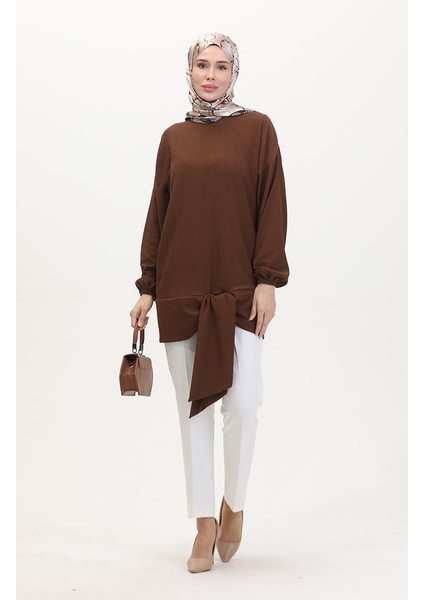 Kuşaklı Tunik 1020-06 Kahverengi