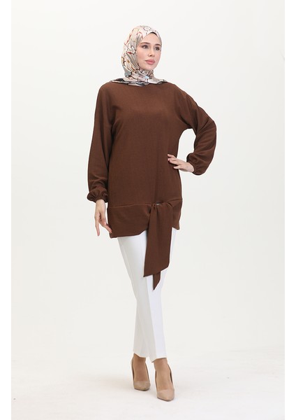 Kuşaklı Tunik 1020-06 Kahverengi fiyatları