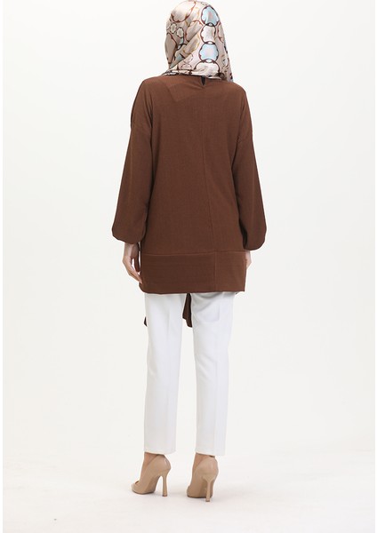 Kuşaklı Tunik 1020-06 Kahverengi indirimleri