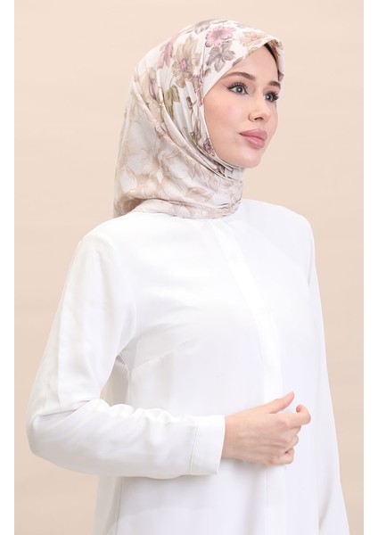 Desenli Eşarp Cvs-07 Krem Vişne