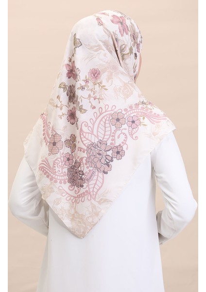Desenli Eşarp Cvs-07 Krem Vişne modelleri