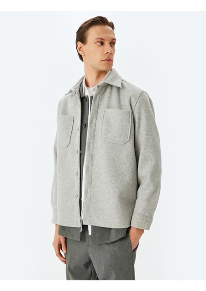 Viskon Karışımlı Cep Detaylı Uzun Kollu Gömlek Ceket modelleri