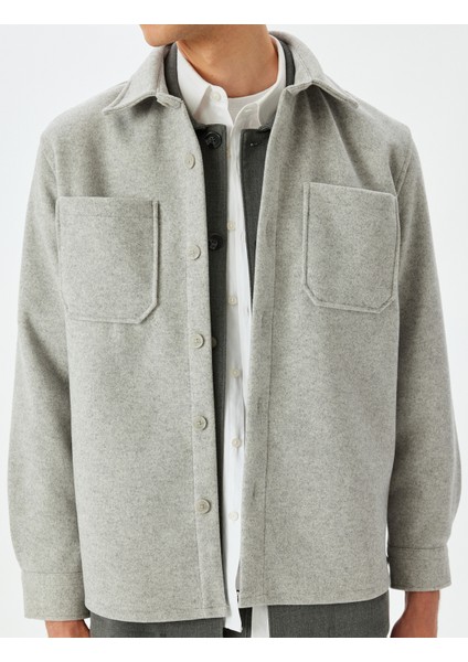 Viskon Karışımlı Cep Detaylı Uzun Kollu Gömlek Ceket indirimleri