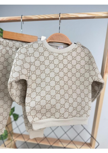 Baskılı 3 Ip Unisex Kışlık Bebek/çocuk Ikili Takım