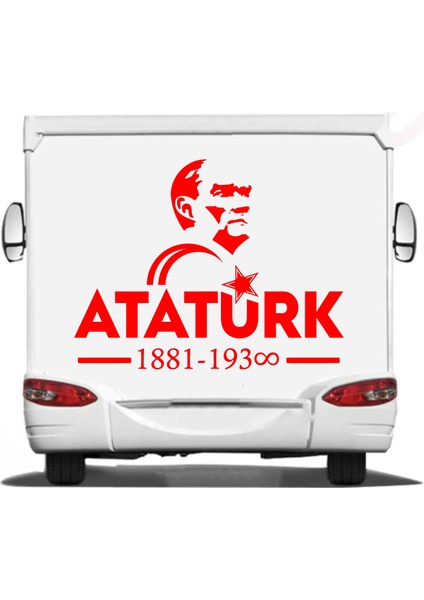 Atatürk Yazı ve Silüet Ay Yıldız Sticker Etiket Araba Oto Motosiklet Karavan Sticker 00621 fiyatları