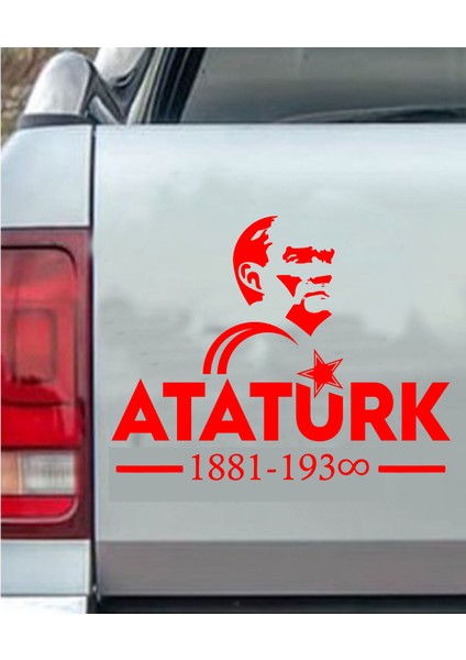 Atatürk Yazı ve Silüet Ay Yıldız Sticker Etiket Araba Oto Motosiklet Karavan Sticker 00621 modelleri