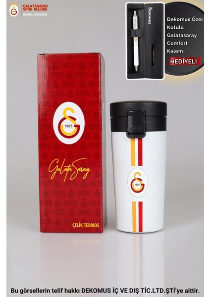 Dekomus Ile Lisanslı Galatasaray Çelik Termos 400 ml "özel Kutulu Comfort Kalem Hediyeli"