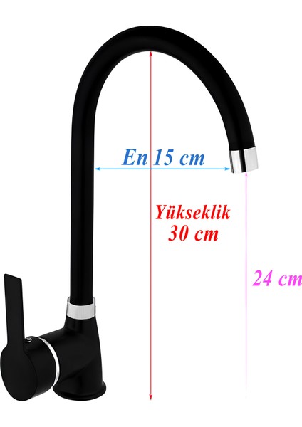 Lara Uzun Kuğu Batarya Siyah Lavabo Banyo Mutfak Mermer Tezgah Üstü Çift Su Giriş Evye fırsatları