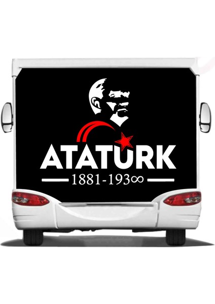 Atatürk Yazı ve Silüet Ay Yıldız Sticker Etiket Araba Oto Motosiklet Karavan Sticker 00621 fiyatları