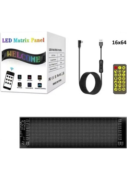 Araç LED Matrix Cama Yapışkanlı Telefonla Kontrol Edilebilen Kişiselleştirilebilir Uzaktan Kumandalı