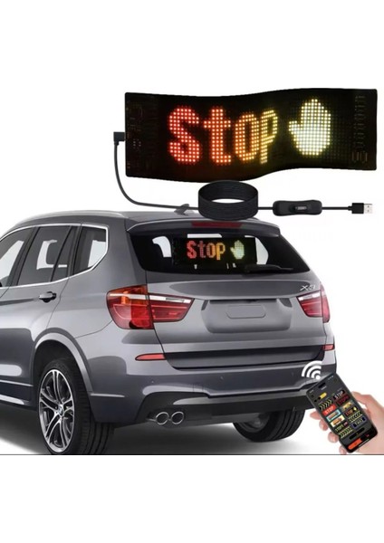 Araç LED Matrix Cama Yapışkanlı Telefonla Kontrol Edilebilen Kişiselleştirilebilir Uzaktan Kumandalı