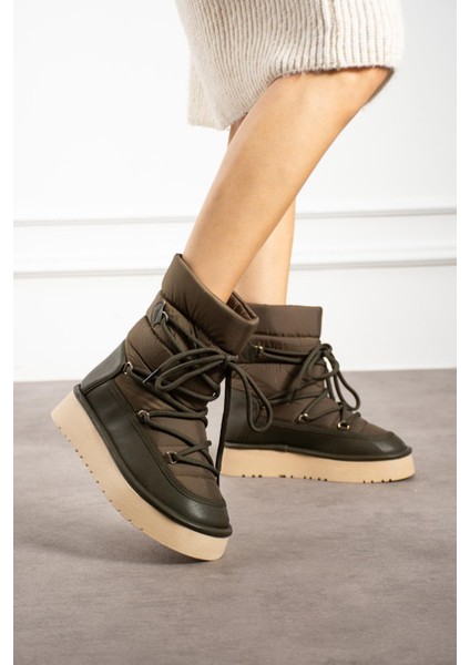 Leonya Kadın Bot Bağcıklı Kar Botu Paraşüt Kumaş Haki fiyatları
