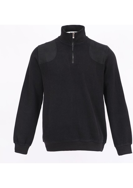 Erkek Uzun Kol Fermuarlı Dik Balıkçı Yaka Sweat - PPS-4207 - Siyah fiyatları