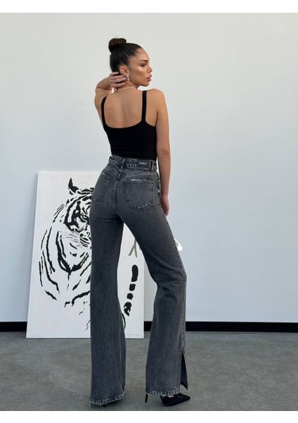 Kemer Detay Paça Yırtmaçlı Wide Leg Jeans 36 fırsatları