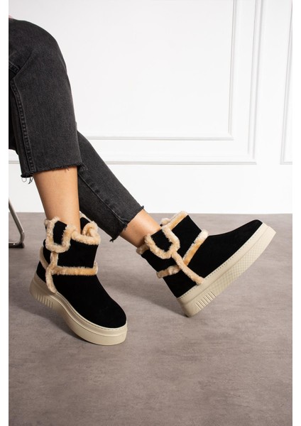 Luka Kadın Bot Içi Kürklü Siyah Süet