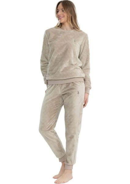 Uzun Kol Yumuşak Dokulu Welsoft Polar Kadın Pijama Takım 17080