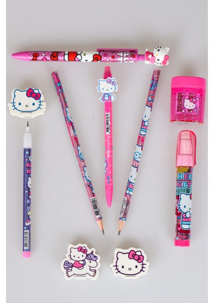 Hello Kitty Dekomus Ile Yeni Sezon Lisanslı Hello Kıtty 9 Parça " Full " Kalem Seti