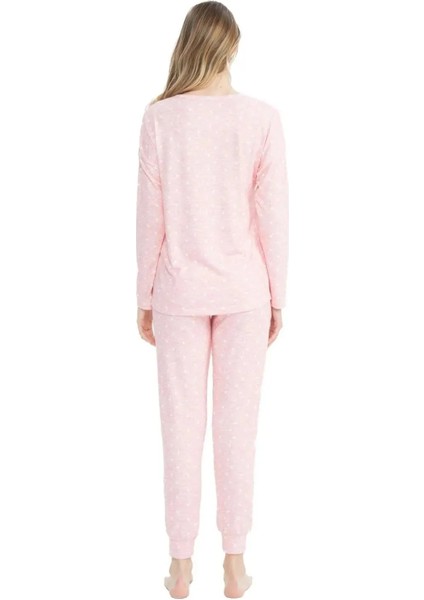 Uzun Kol Yumuşak Dokulu Kadın Pijama Takım 17098