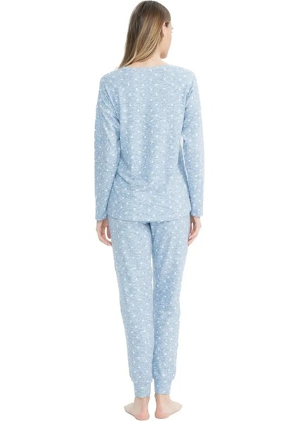 Uzun Kol Yumuşak Dokulu Kadın Pijama Takım 17098