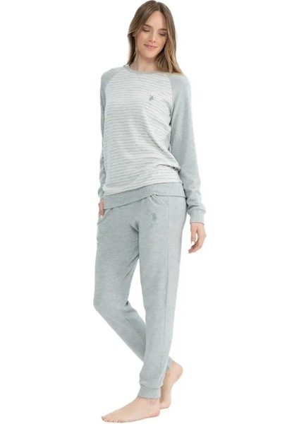 Uzun Kol Yumuşak Dokulu Termal Kumaş Kadın Pijama Takım 17084 fiyatları