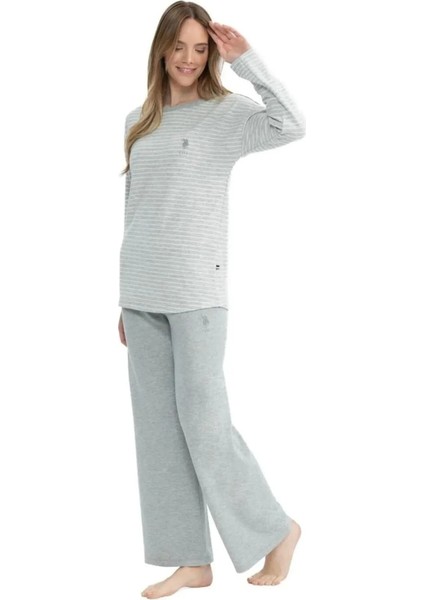 Uzun Kol Yumuşak Dokulu Termal Kumaş Kadın Pijama Takım 17083
