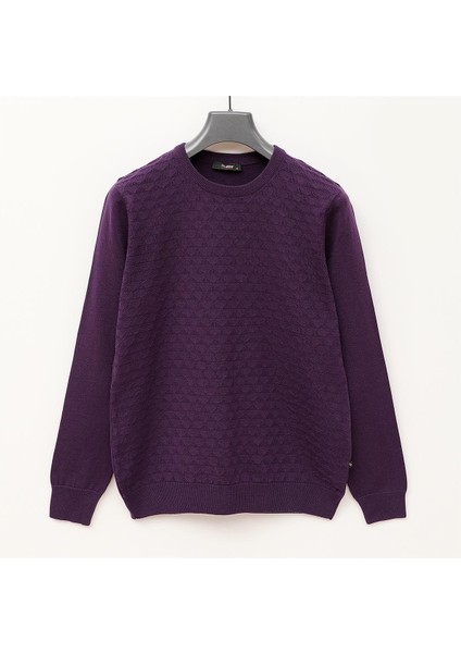 Erkek Şardonsuz Uzun Kol Ince Sweatshirt - 180970 - Mürdüm