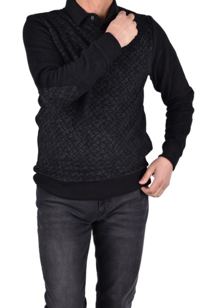 BRG-95010 Polo Yaka Desenli Sweat/siyah/2xl modelleri