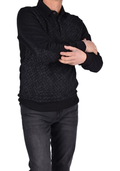 BRG-95010 Polo Yaka Desenli Sweat/siyah/2xl fırsatları